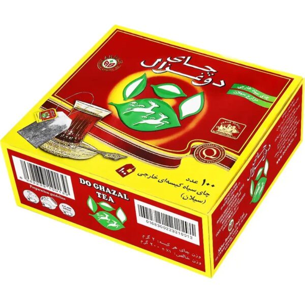 چای کیسه ای سیاه شکسته خارجی ( سیلان ) دو غزال 100 عددی